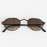 Hexagon Sunglasses in Black - Black Lenses