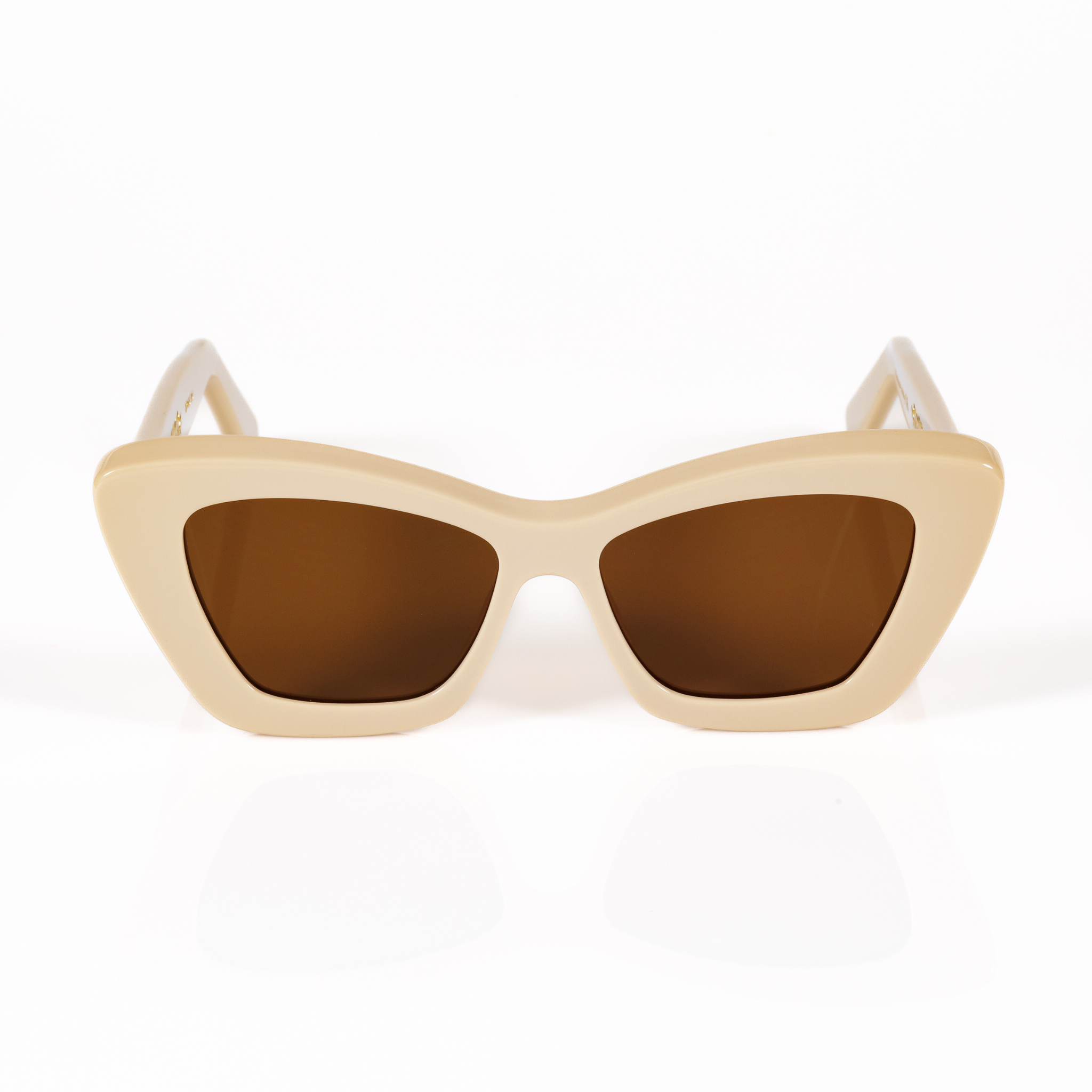 cat eye sunglasses small fit for small faces ivory brown lens front