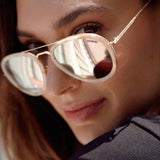 Aviator Sunglasses - Gold with mirrored lenses