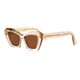 Cat-Eye Sunglasses in Smoked Crystal, Warm Brown Lenses PRE SALE