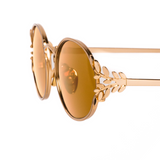 Laurel Oval Sunglasses in Gold, Golden Lens