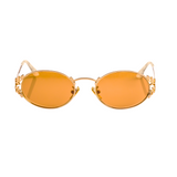 Laurel Oval Sunglasses in Gold, Golden Lens