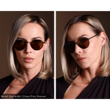 Hexagon Sunglasses in Black- Dk. Olive Lenses