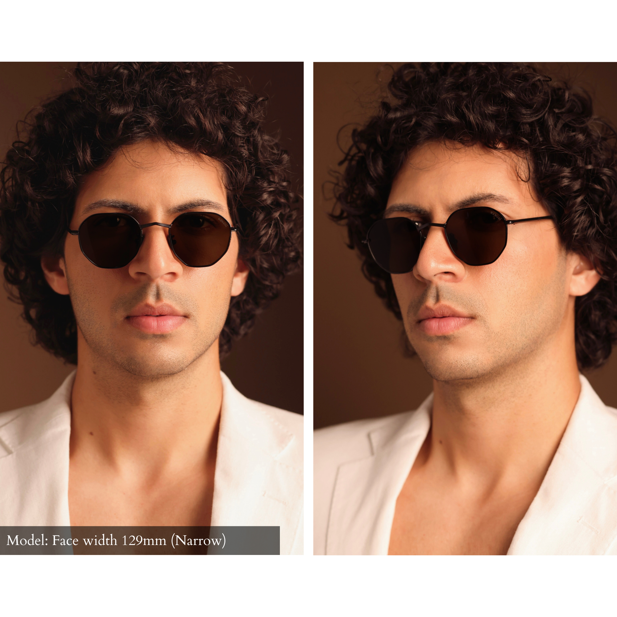 model wearing Memori, the best sunglasses for men with a small face or small head. Black polarized sunglasses look very balanced on his face and the black lenses look elevated yet mysterious.