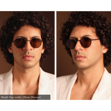 Hexagon Sunglasses in Black- Dk. Olive Lenses