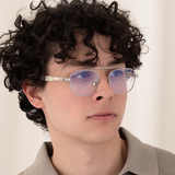 Balaustra Aviator Optical Frame in Silver + Ivory