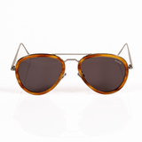 Polarized aviator sunglasses for small faces in silver with tortoise acetate rims front
