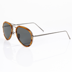 Polarized aviator sunglasses for small faces in silver with tortoise acetate rims side view