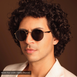 man with small head wearing memori sunglasses for small men's face