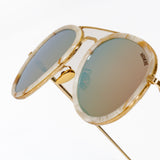 Aviator Sunglasses - Gold with mirrored lenses