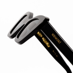 black acetate cate eye sunglasses size small, macro product image features angled top detail. Best cat eye sunglasses for small and narrow faces.