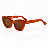 Small size cat eye sunglasses tortoise shell best sunglasses for petite faces and small faces side view with top bezel detail