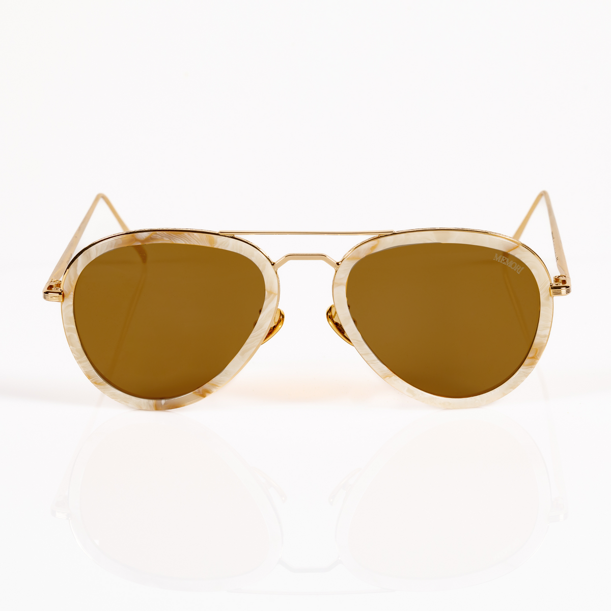Stylish GOLD REFLECTED Aviator Sunglasses with White Frame Shiny Gold Grandpa Thin Aviator Mirrored Sunglasses with  main image 3