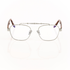 Front view of memori balaustra aviator optical frames in silver with transparent lenses, brown tortoise acetate temple arms, and a sculptural silver horizontal top bar on a white background. 
