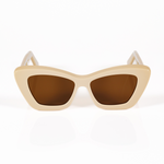 cat eye sunglasses small fit for small faces ivory brown lens front