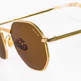 Hexagon Sunglasses in Gold - Warm Brown Lenses