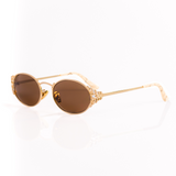 Laurel Oval Sunglasses in Gold, Warm Brown Lens