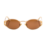 Laurel Oval Sunglasses in Gold, Warm Brown Lens