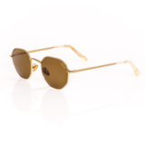 Hexagon Sunglasses in Gold - Warm Brown Lenses