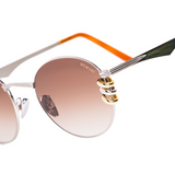 Round Sunglasses Silver- Brown lens w/ mixed metal piercings