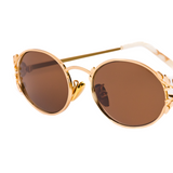 Laurel Oval Sunglasses in Gold, Warm Brown Lens