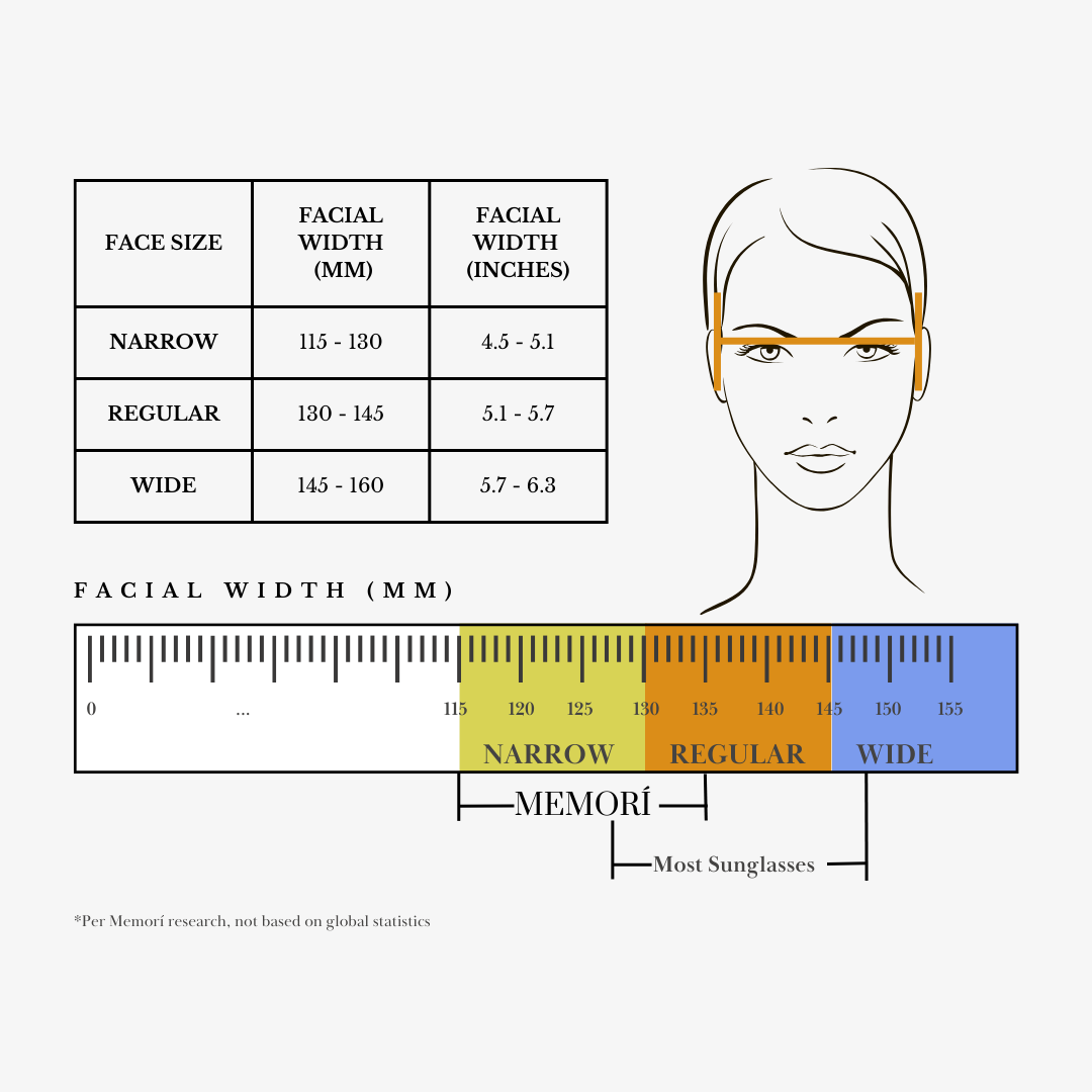 Sunglasses chart size sales