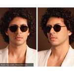 model wearing Memori, the best sunglasses for men with a small face or small head. Black polarized sunglasses look very balanced on his face and the black lenses look elevated yet mysterious. 
