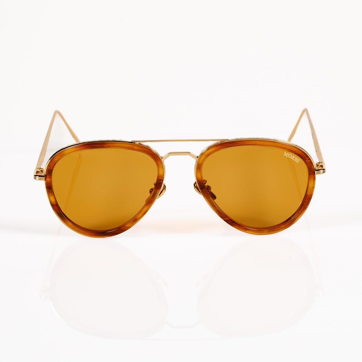 NEW Liu White Calacatta Gold Premium Polymer Acetate Frames Aviator Sunglasses Aviator Sunglasses - Gold with white acetate sheaths  main image 2