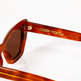 Small size cat eye sunglasses tortoise shell best sunglasses for petite faces and small faces internal hinge detail with gold accents