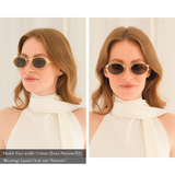 Laurel Oval Sunglasses in Gold, Warm Brown Lens